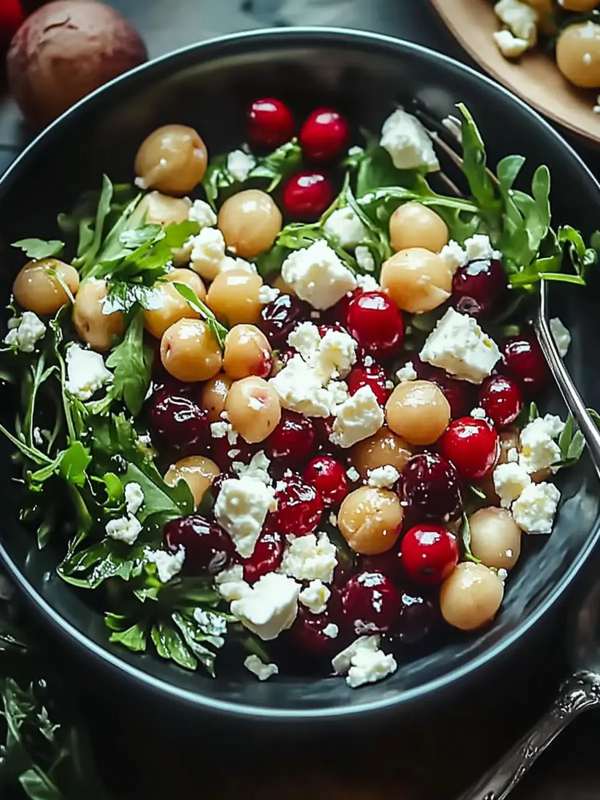 Feta Preiselbeer Kichererbsen Salat