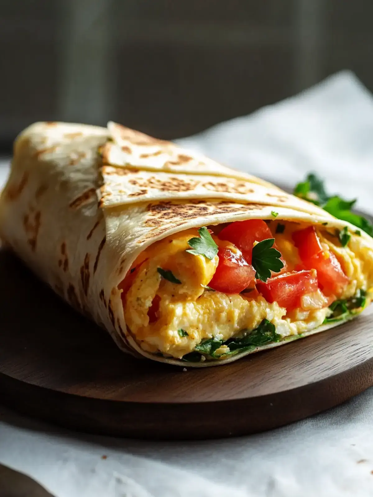 Frühstückswrap Ei Käse Tomaten