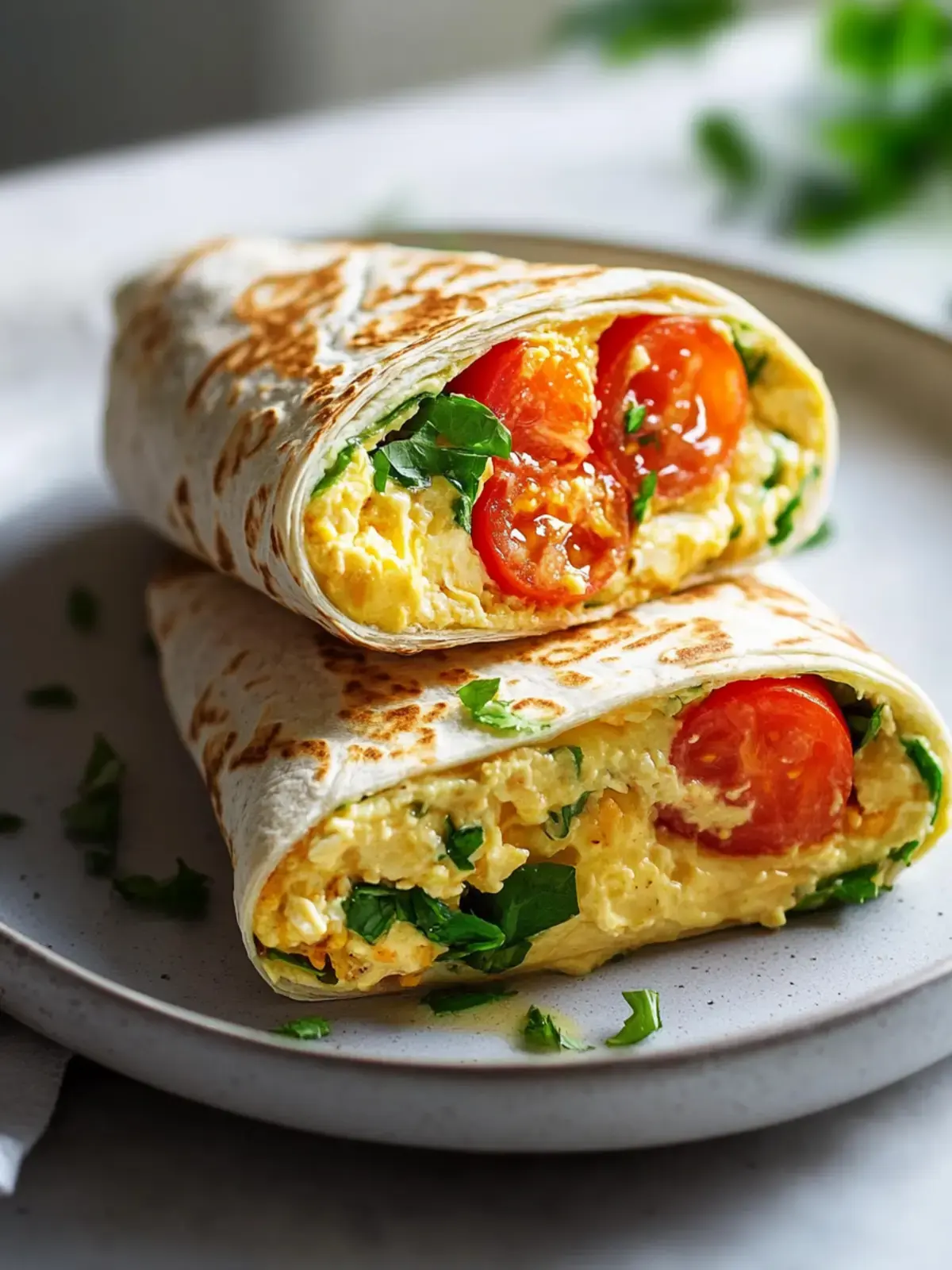 Frühstückswrap Ei Käse Tomaten