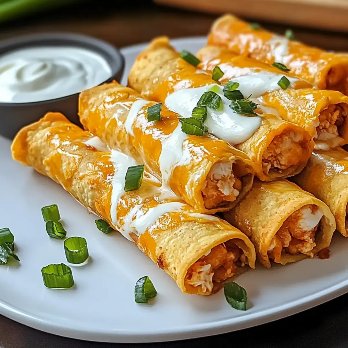 Gebackene Buffalo Hühnchen Taquitos