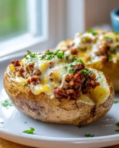 Käse-Hack gefüllte Ofenkartoffeln