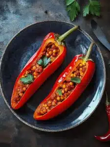 Gefüllte Spitzpaprika mit roten Linsen