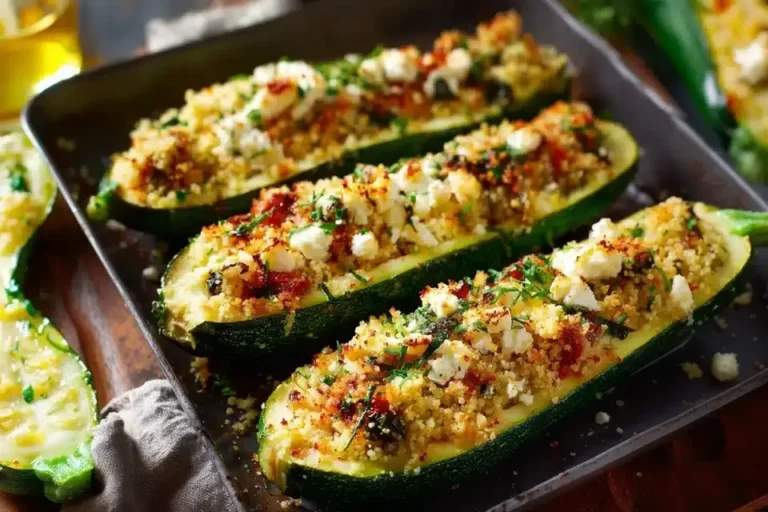 Gefüllte Zucchini mit Couscous Feta