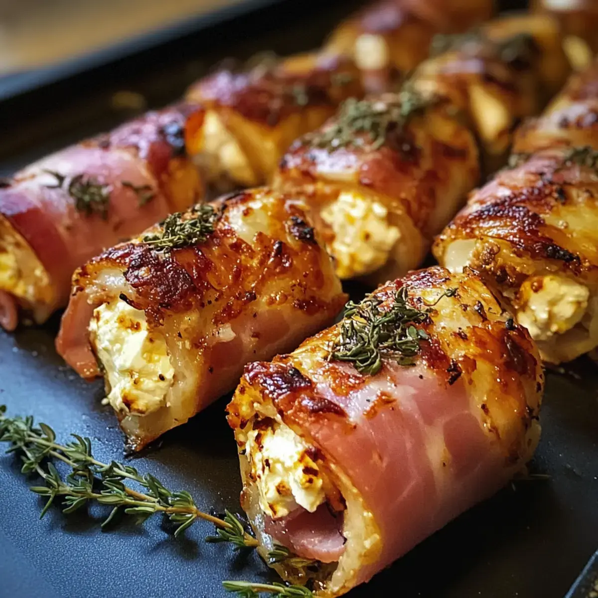 Gegrillte Feta-Schinkenröllchen