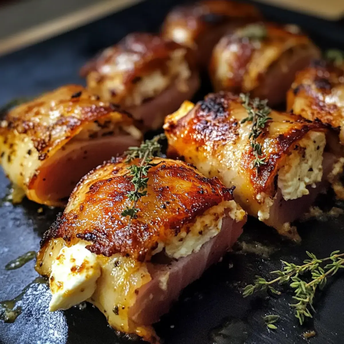 Gegrillte Feta-Schinkenröllchen