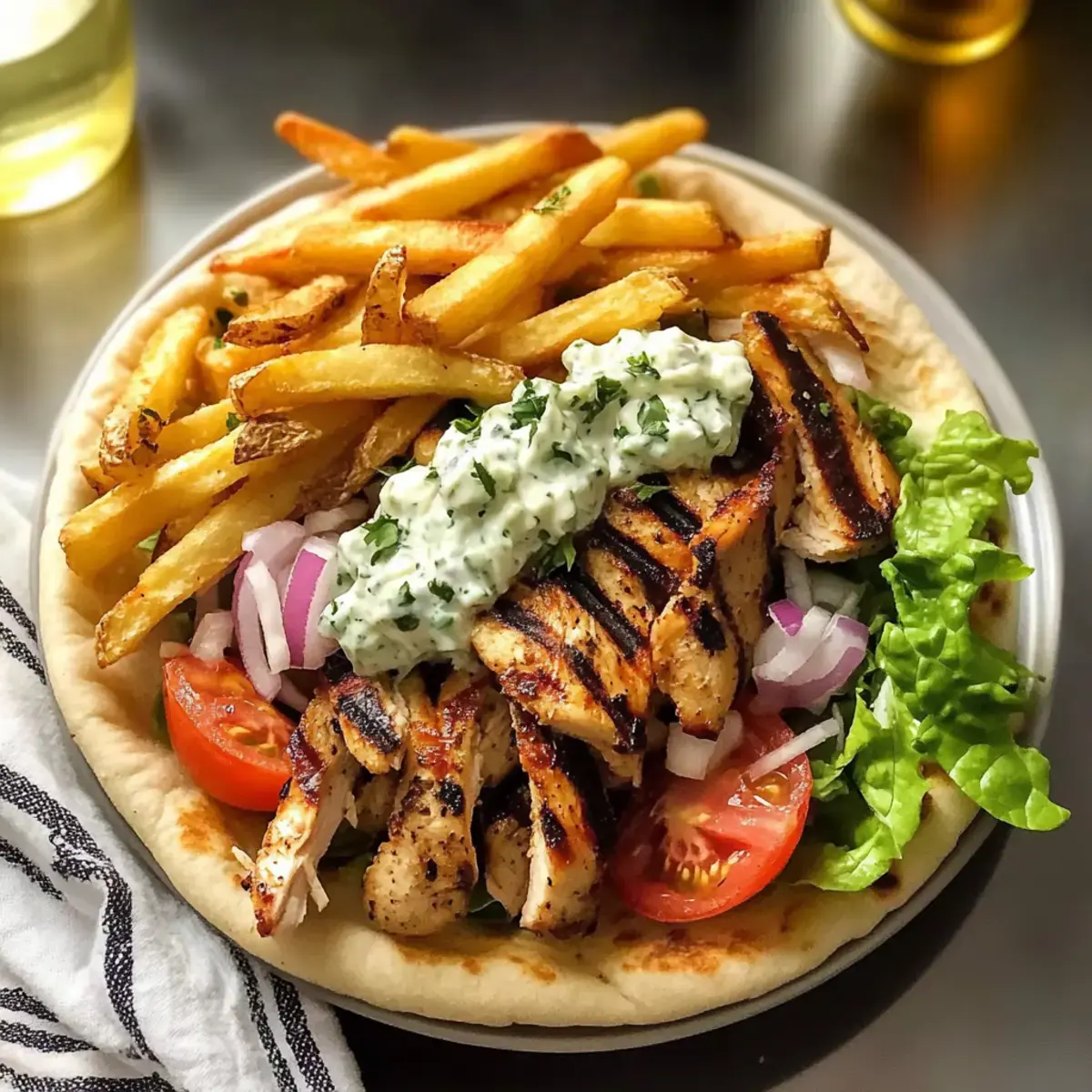 Gegrillte Hähnchen-Gyros