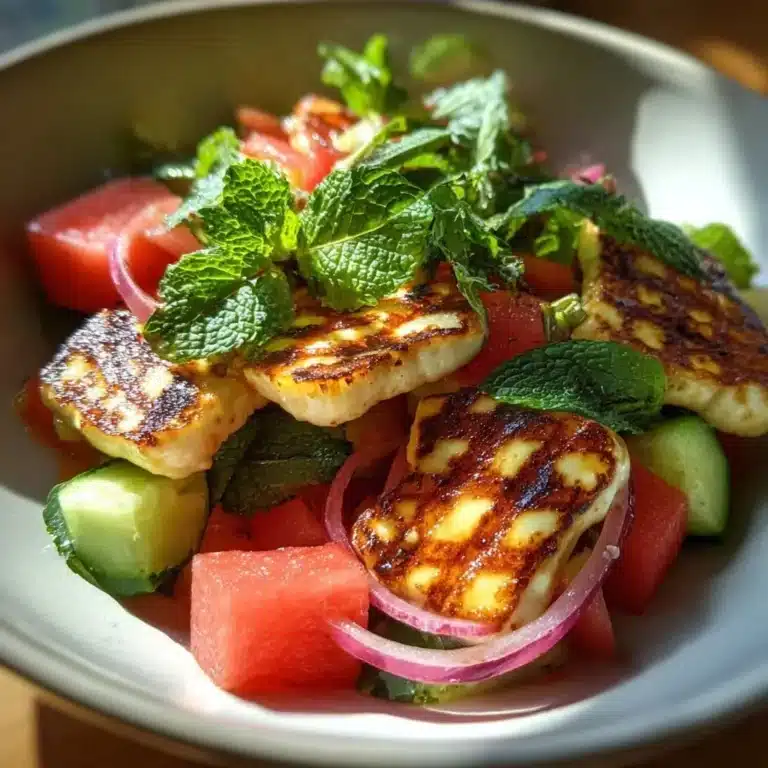 Gegrillter Halloumi Wassermelonen Salat