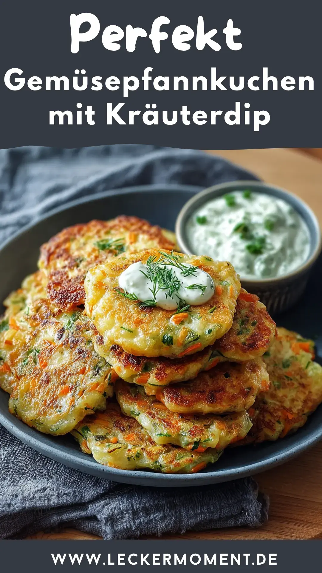 Gemüsepfannkuchen mit Kräuterdip