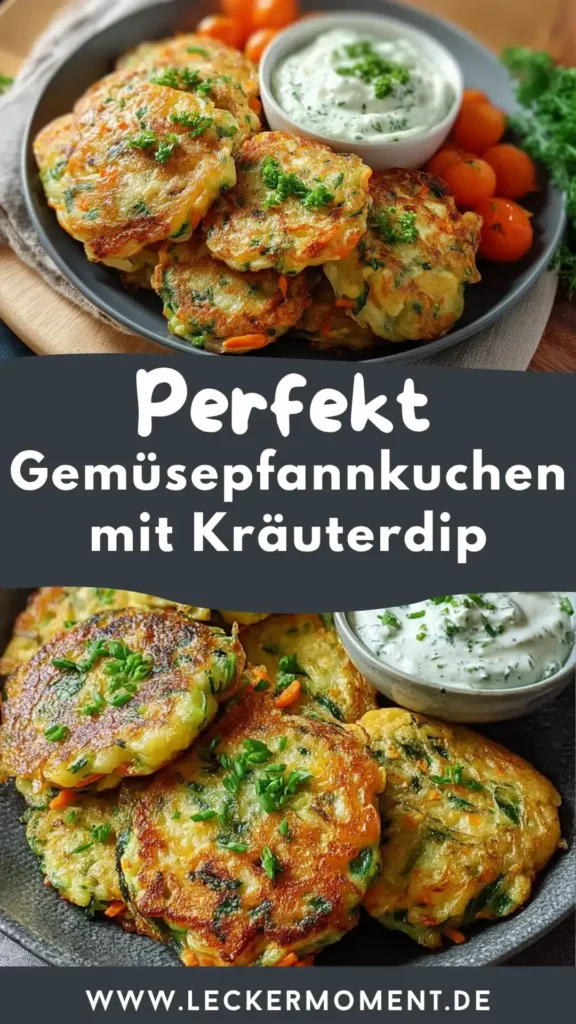 Gemüsepfannkuchen mit Kräuterdip