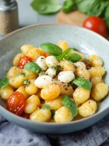 Schnelle Gnocchi Pfanne mit Tomate und Mozzarella