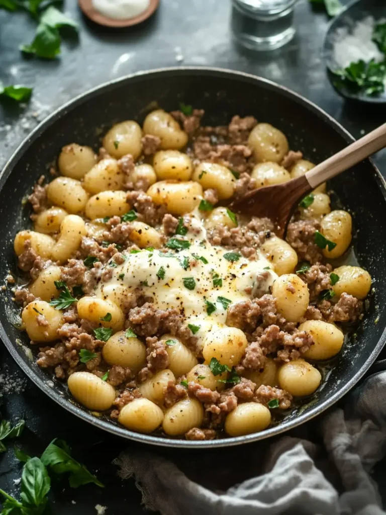 Gnocchi-Pfanne mit Hackfleisch und Schmand