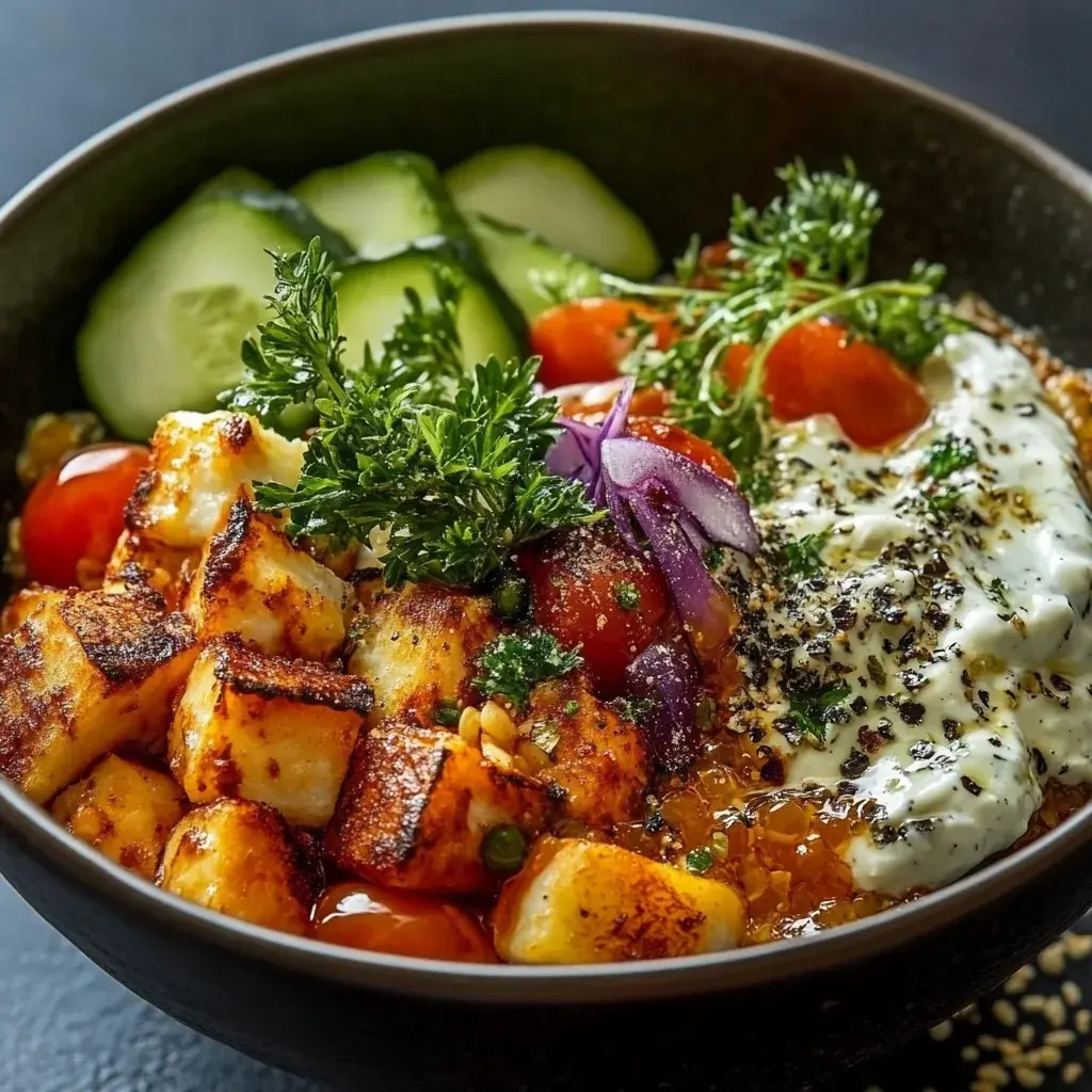Goldbrauner Halloumi Bowl
