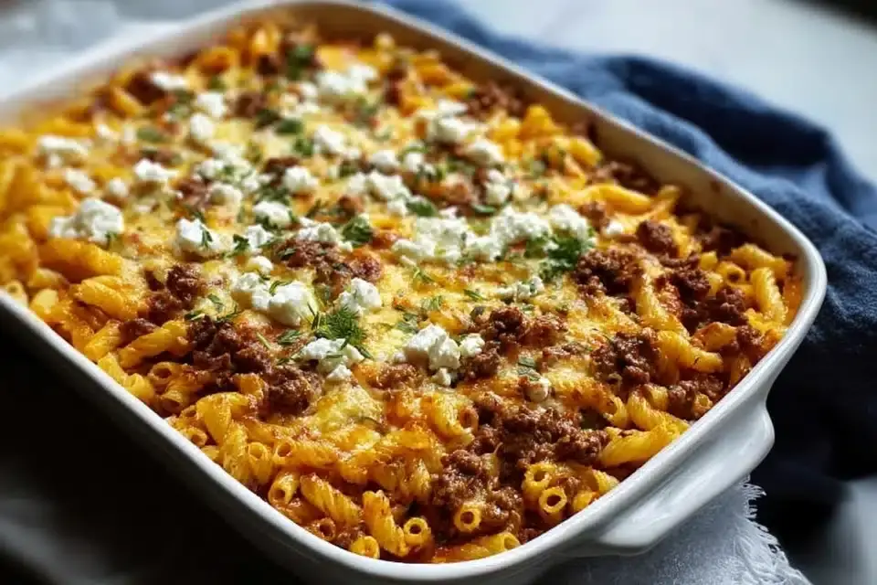 Griechischer Nudelauflauf mit Feta Hackfleisch