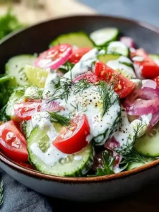 Erfrischender Gurkensalat mit Joghurt-Dressing