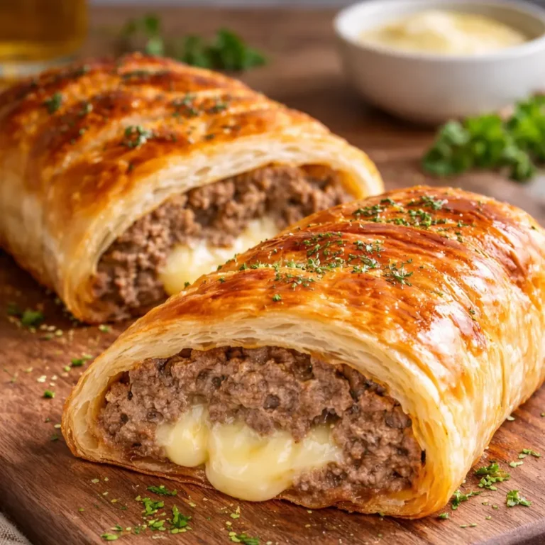 Hackfleisch Käse Blätterteig Rolle
