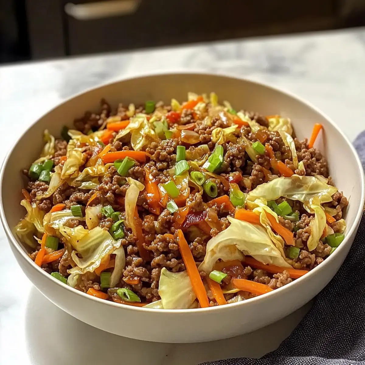Hackfleisch und Kohl Pfanne