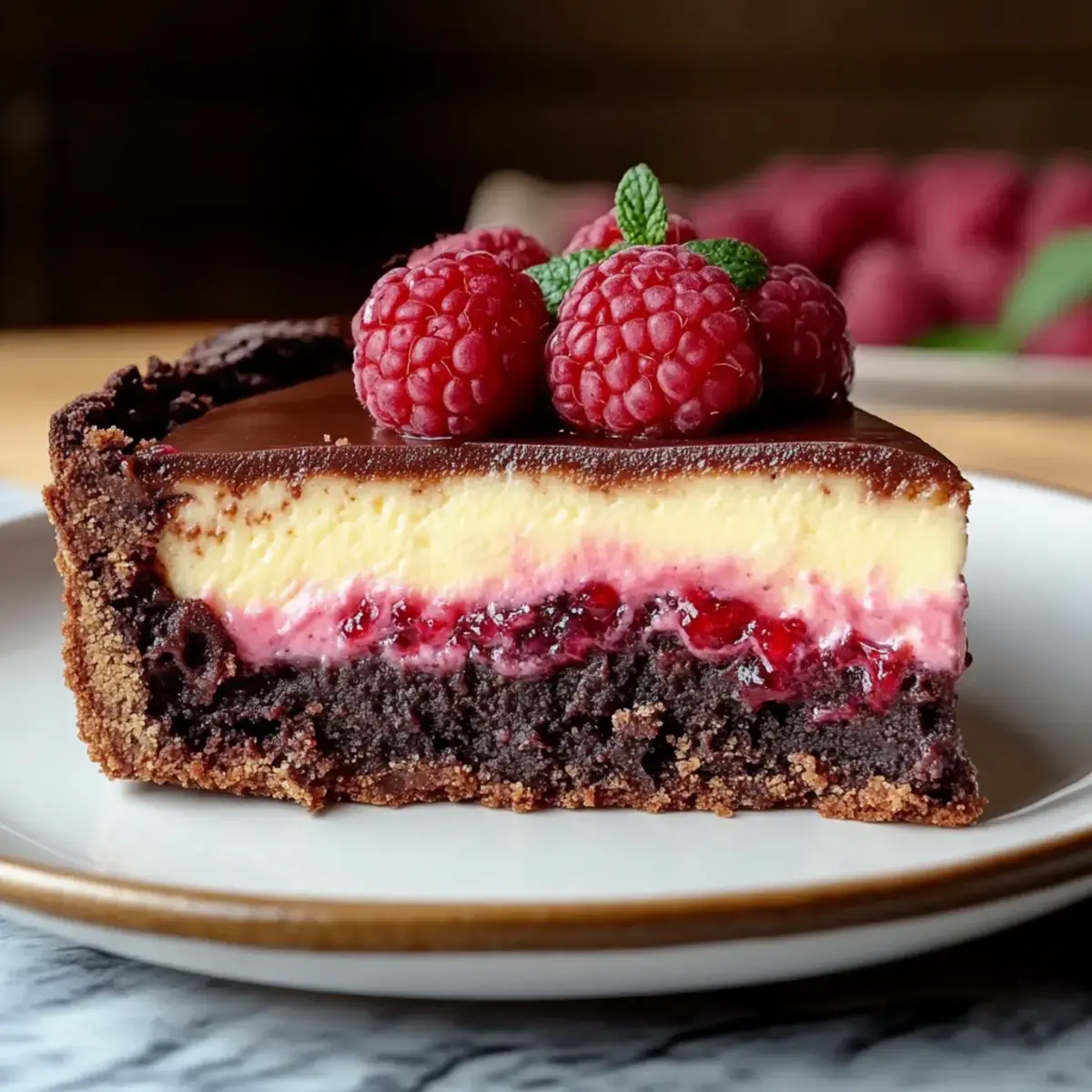 Himbeer Brownie Cheesecake