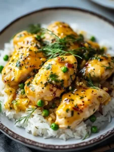 Honig-Senf-Hähnchen mit Reis