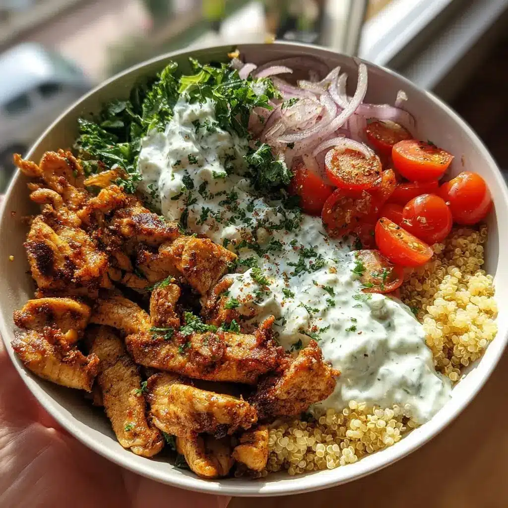 Hähnchen Gyros Bowl mit Tzatziki