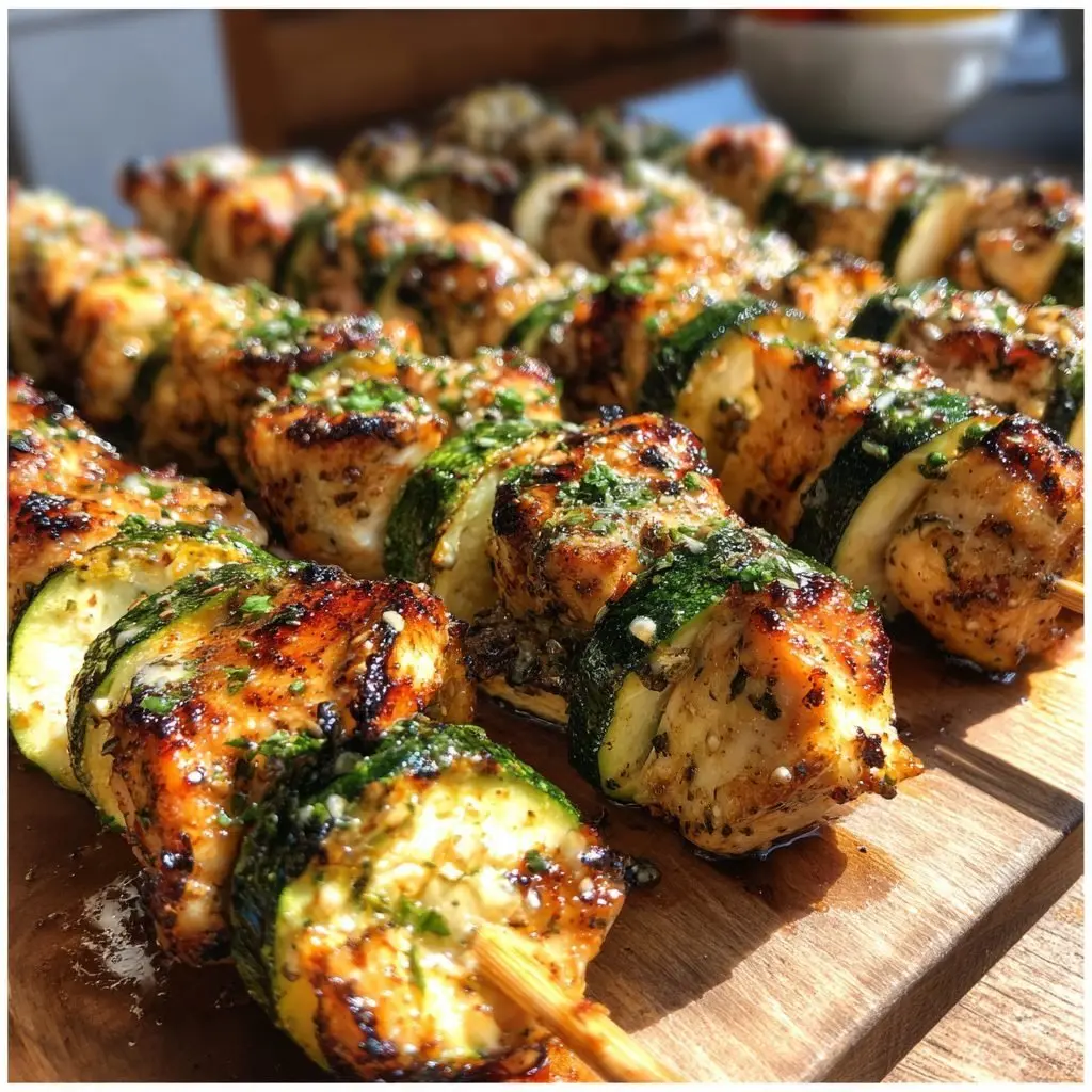 Hähnchenspieße mit Zucchini