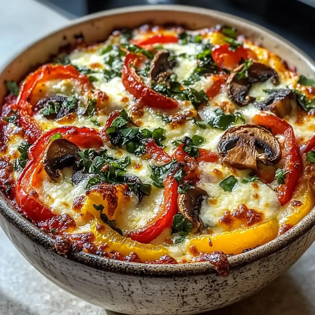 Hüttenkäse Pizza Schüssel