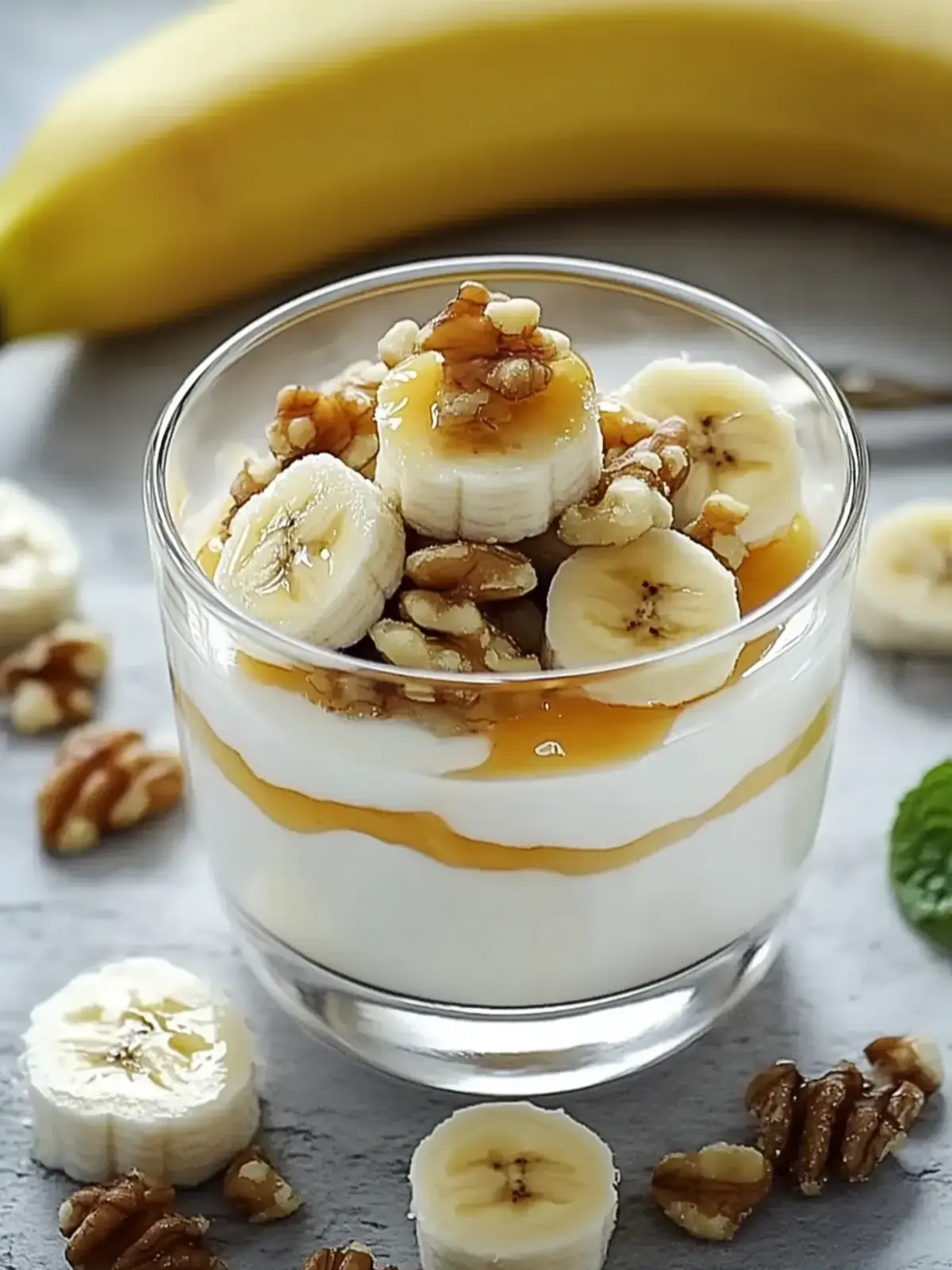Joghurt mit Honig Banane und Walnüssen