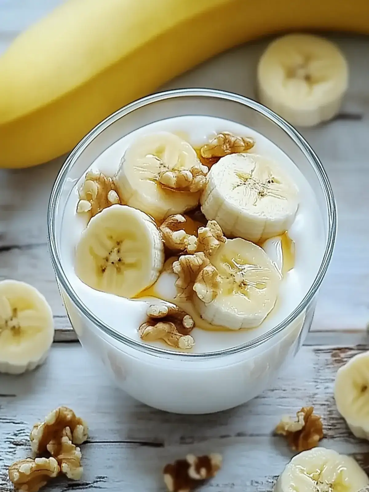 Joghurt mit Honig Banane und Walnüssen
