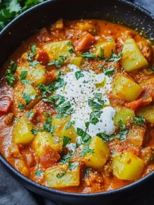 Kartoffel-Curry in pikanter Tomatensoße