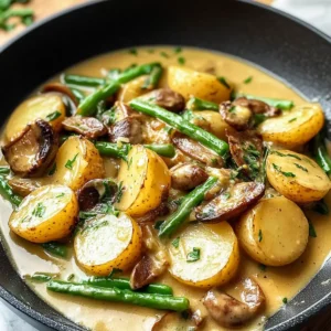Kartoffel Pilz Pfanne mit grünen Bohnen
