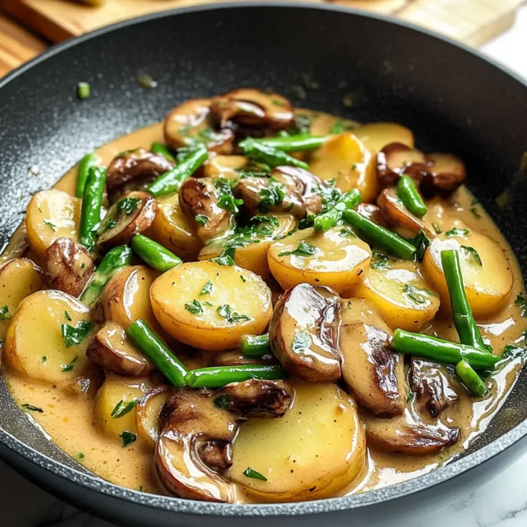 Kartoffel Pilz Pfanne mit grünen Bohnen