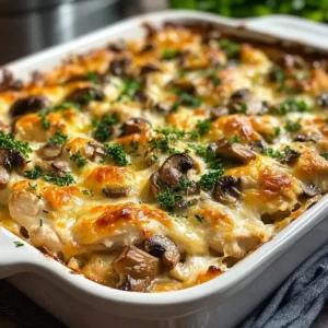 Keto Knoblauch Pilz Hühnchen Auflauf