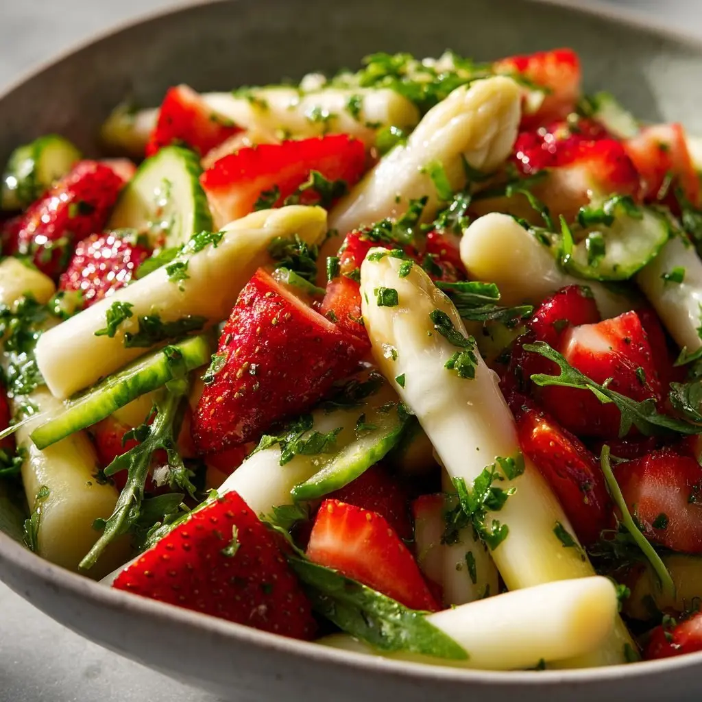 Klassischer Spargelsalat mit Erdbeeren