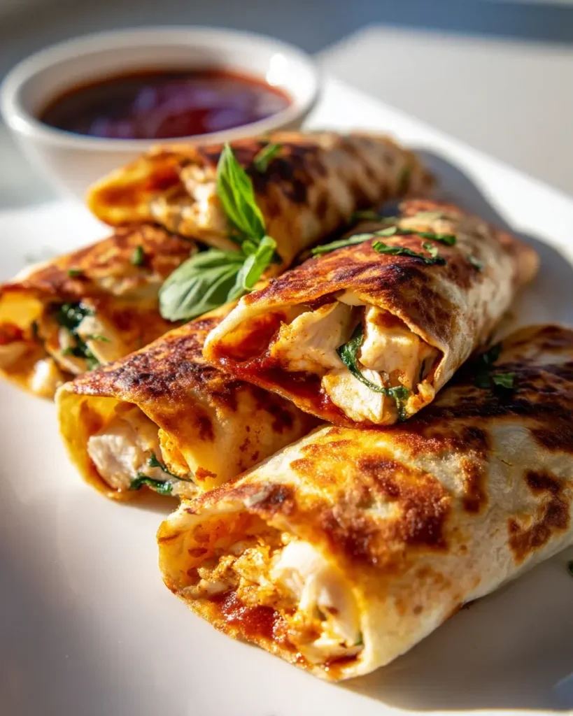 Knusprige Hähnchen Mozzarella Wraps Airfryer