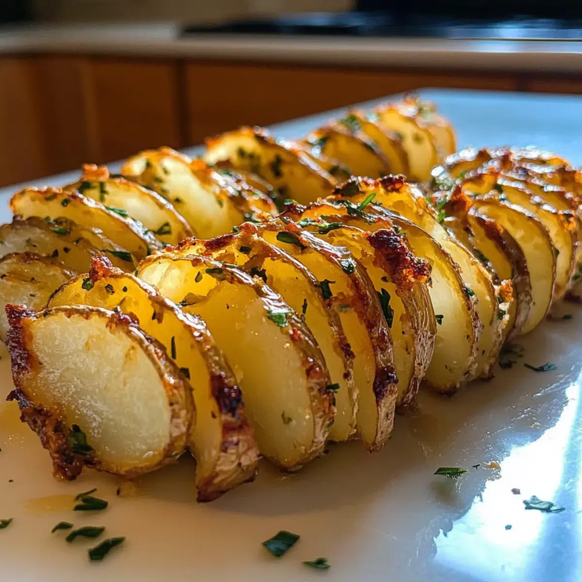 Knusprige Knoblauchbutter Akkordeonkartoffeln