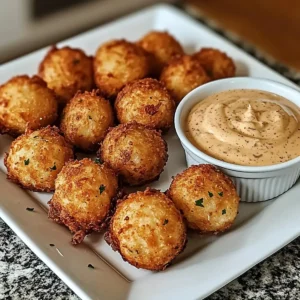 Knusprige frittierte Zwiebelbällchen mit Cajun-Ranch-Sauce
