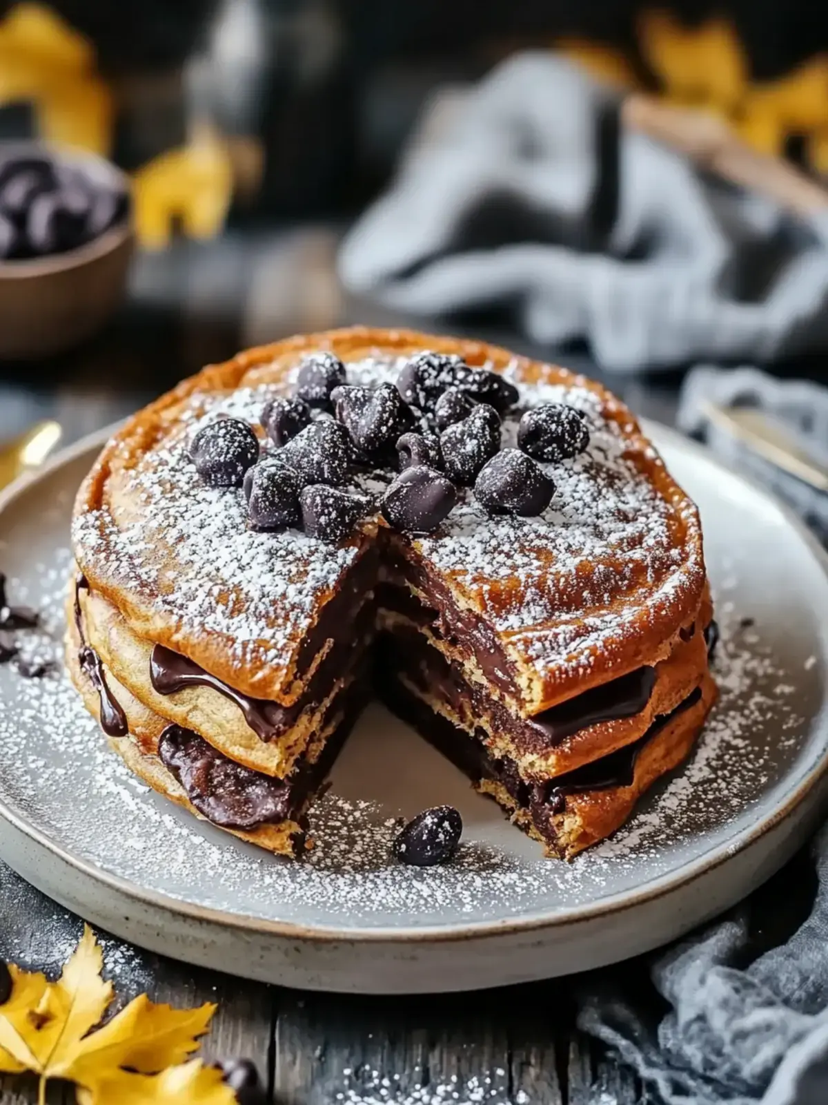 Kürbis-Schokoladenstückchen-Pfannkuchen