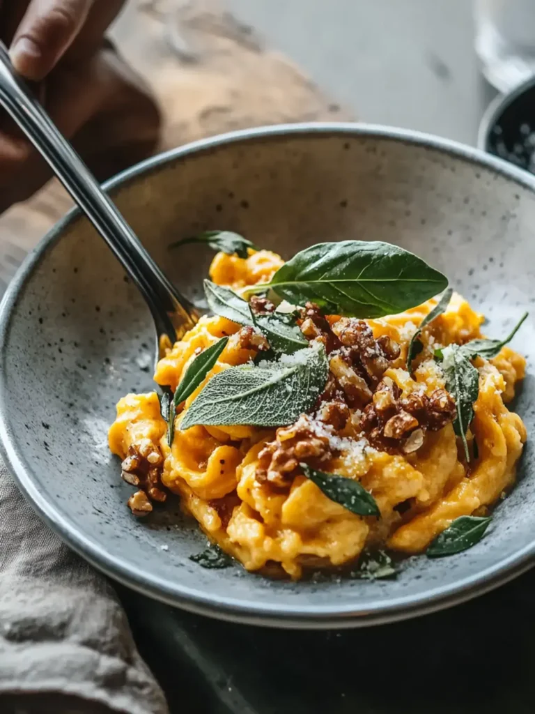 Kürbis Spätzle mit Walnuss Salbei
