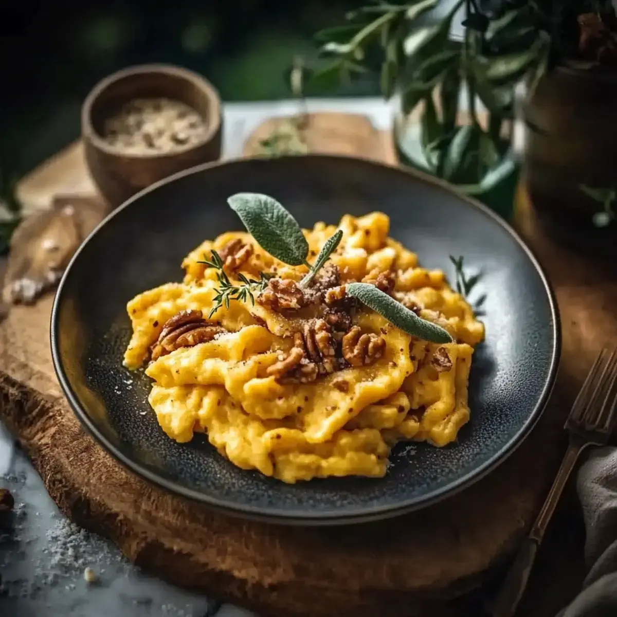 Kürbis Spätzle mit Walnüssen