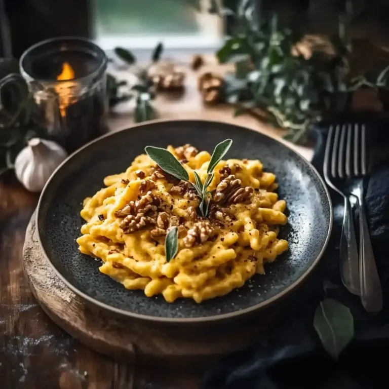 Kürbis Spätzle mit Walnüssen