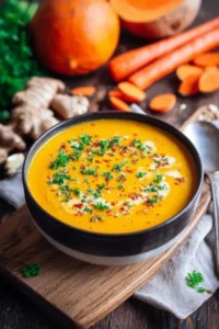 Kürbissuppe mit Kokosmilch und Karotten