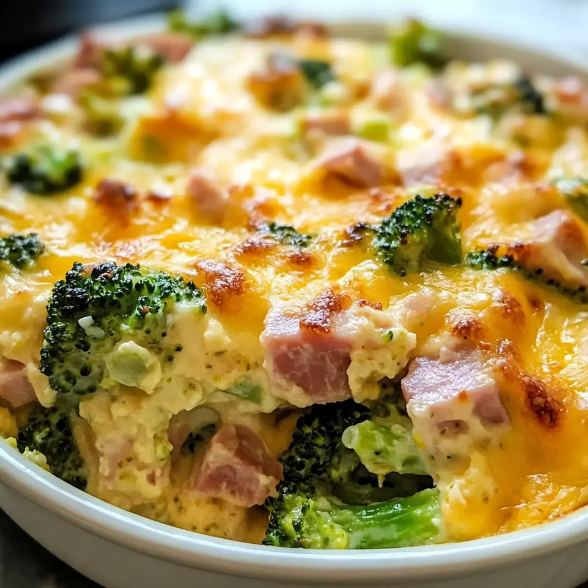 Käse Keto Schinken und Brokkoli Auflauf