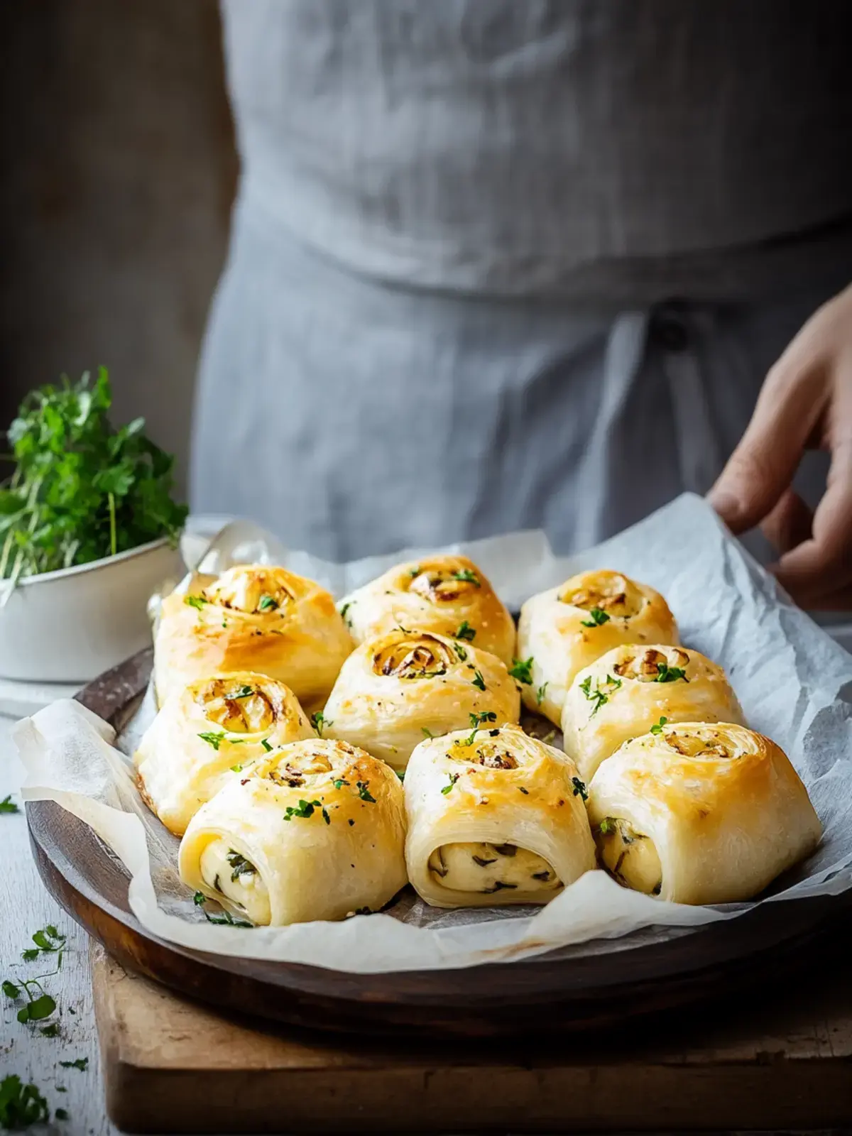 Käse Zwiebel Kartoffel Blätterteig Rollen