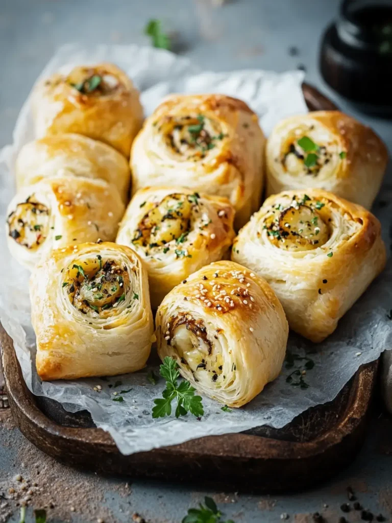 Käse Zwiebel Kartoffel Blätterteig Rollen