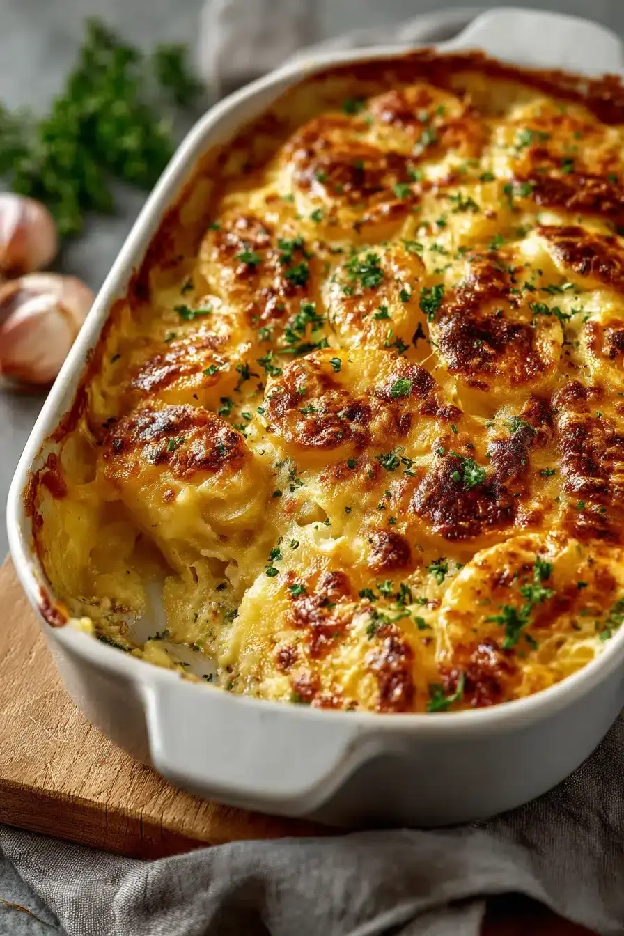 Käse überbackene Kartoffeln