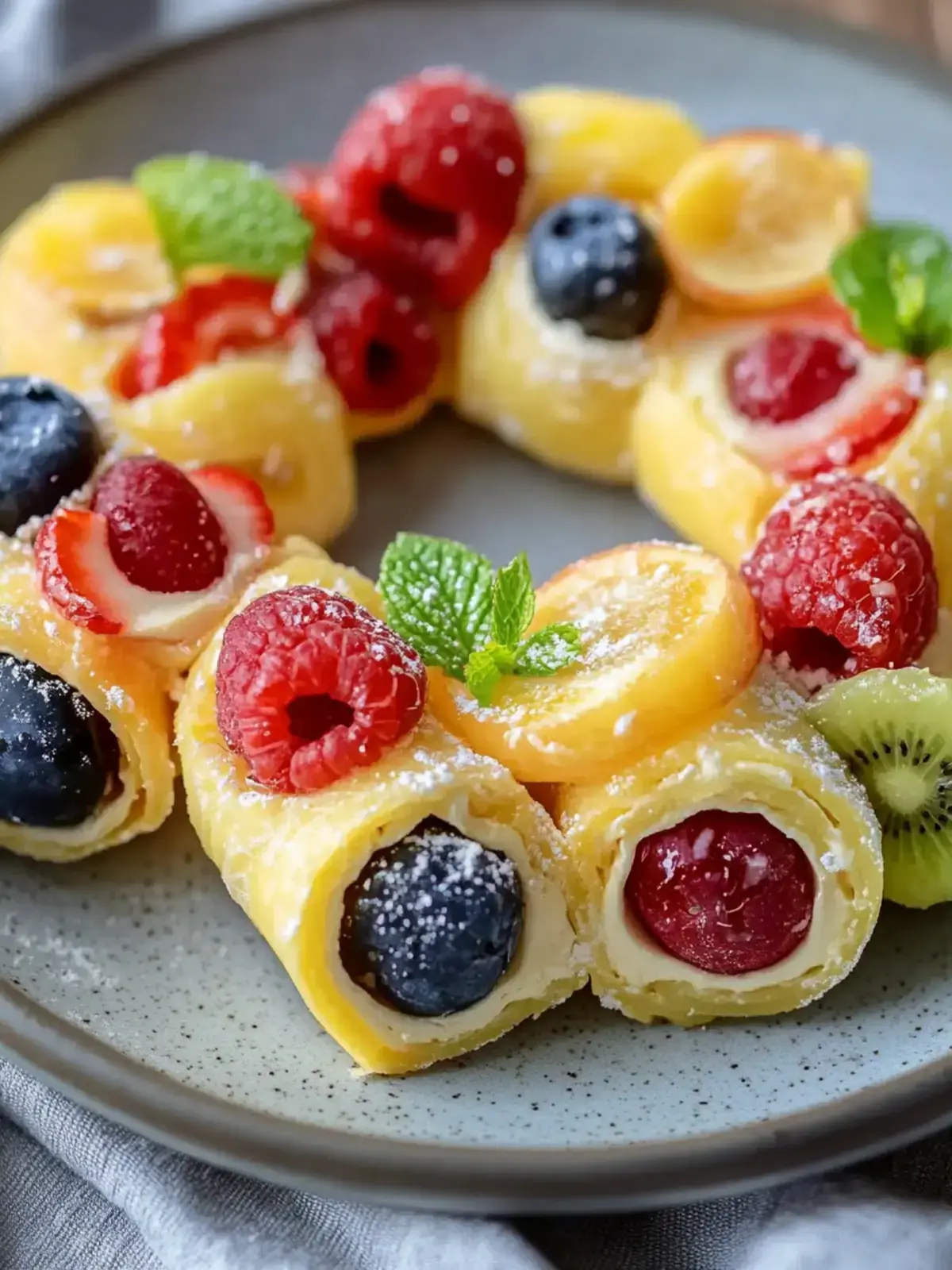 Käsekuchen Obstsalat Wickel