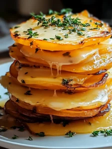 Käsige Gruyère-Süßkartoffel-Stacks