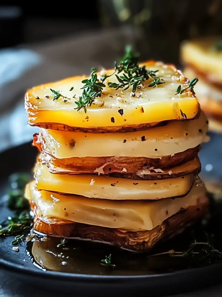 Käsige Gruyère Süßkartoffel Stacks