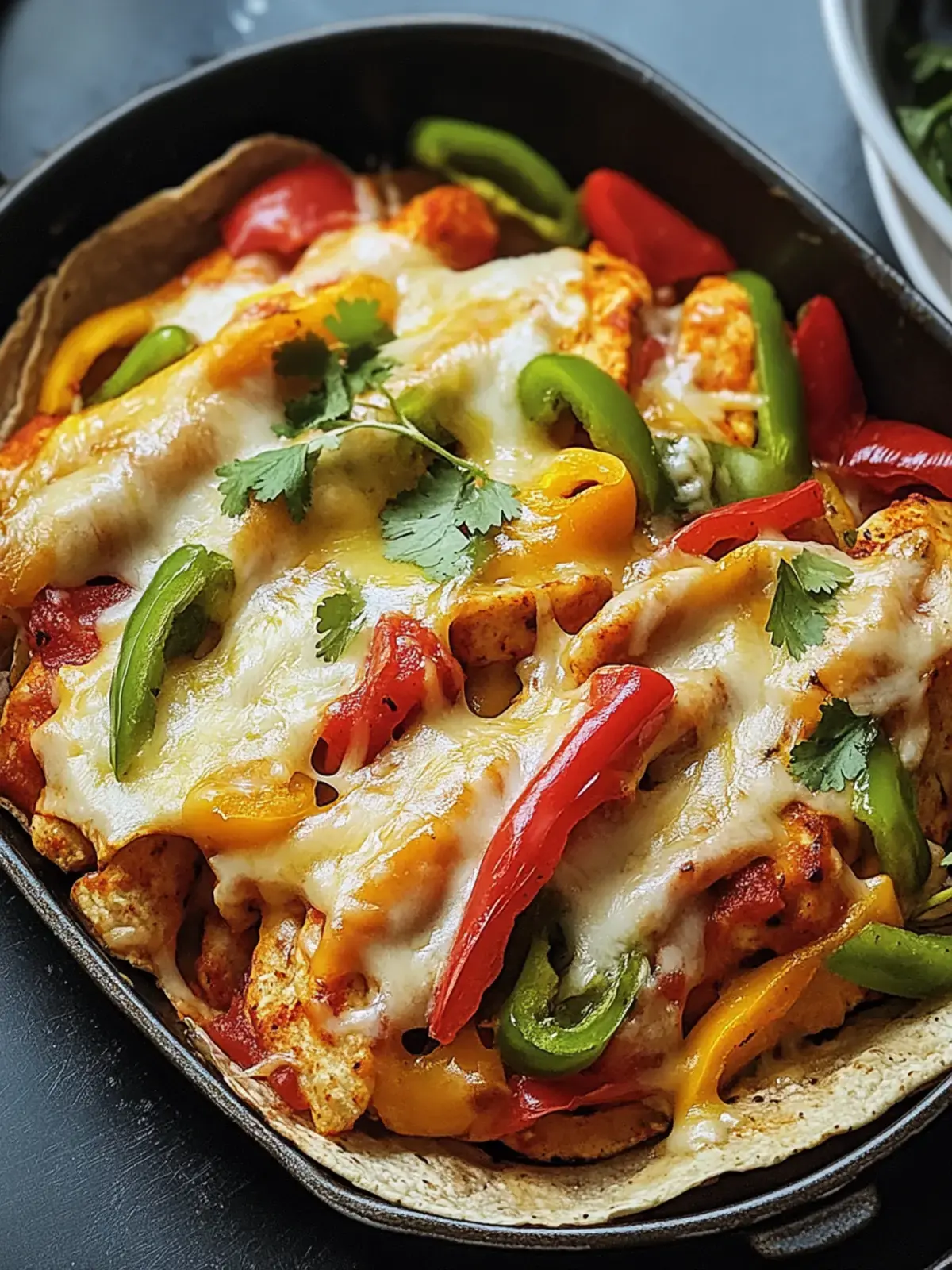Käsiger Fajita Hähnchen Auflauf