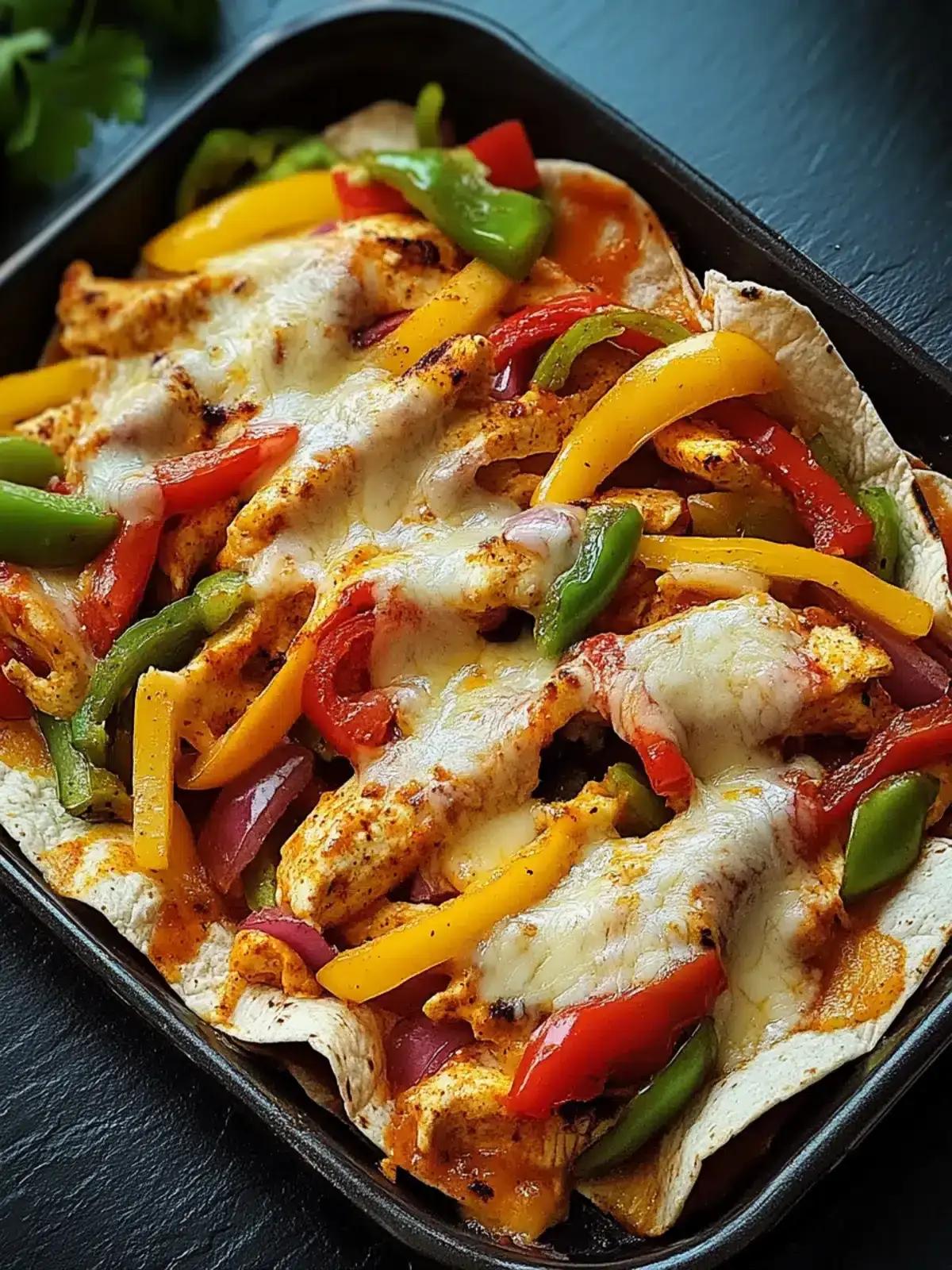 Käsiger Fajita Hähnchen Auflauf