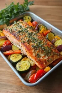 Lachs aus dem Ofen mit Gemüse